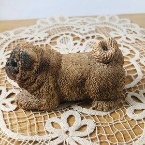 Vintage 1984 PUG Dog Figurine UDC Classic Critters With Glass Eyes